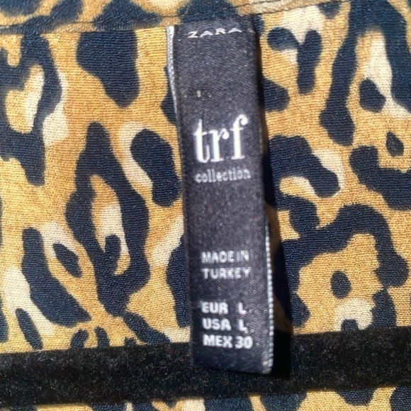 ZARA Leopard Animal Print Long Sleeve Button Blouse L - Picture 3 of 3
